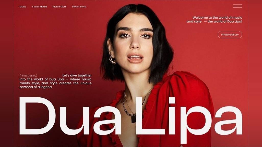 Four music-artist websites swapping in frame by frame as you scroll